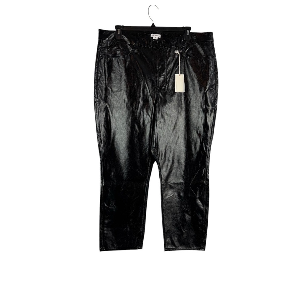 Good American Good Classic Faux Leather Pants Black High Rise Size 18